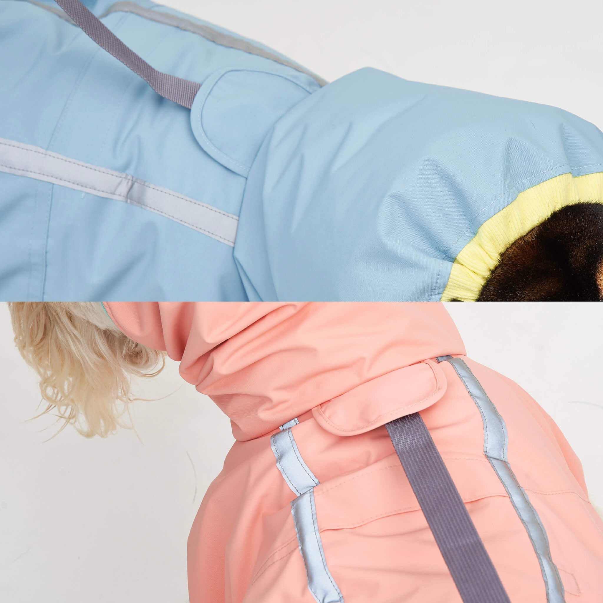 Covered hole for easy wear with a collar and leash.
