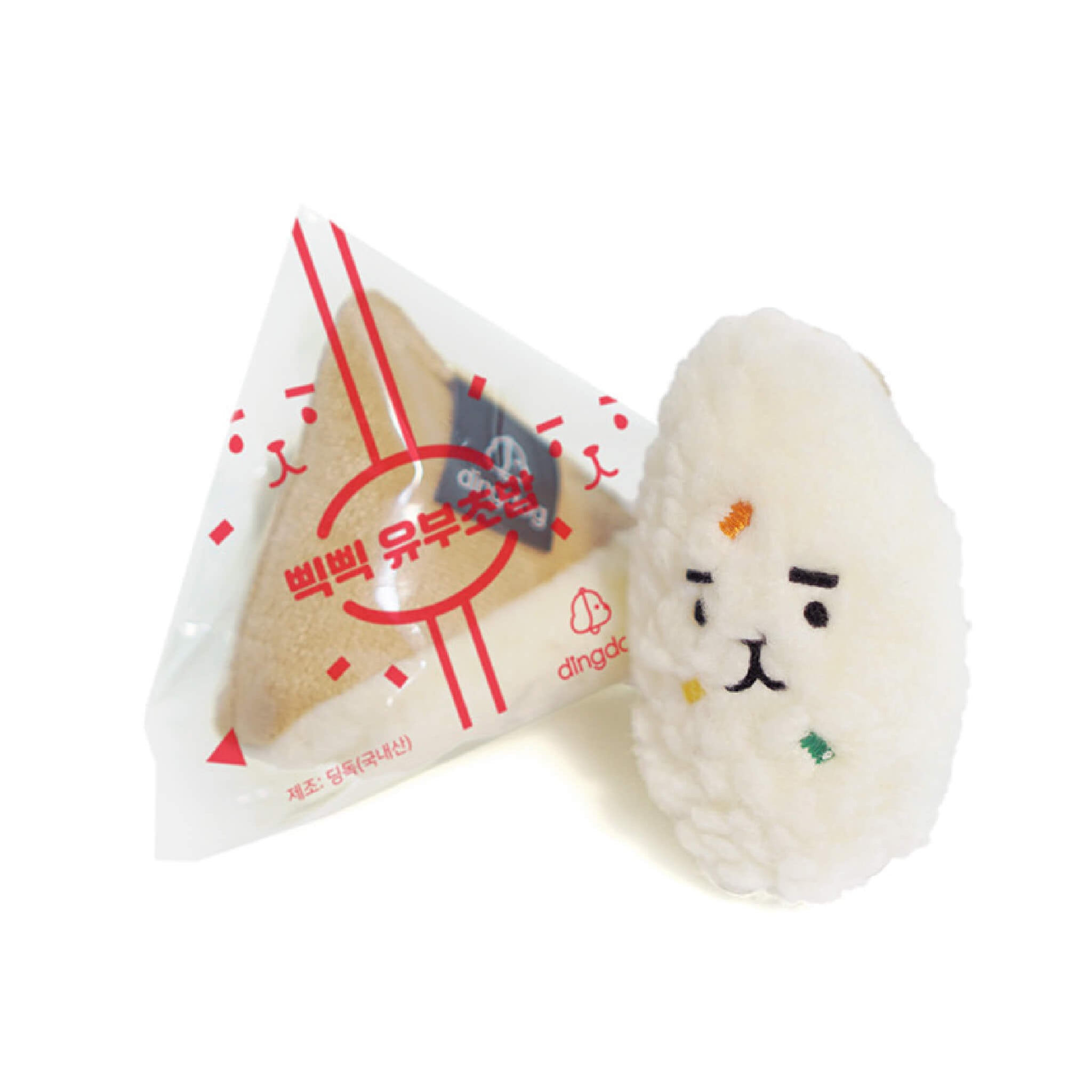 Fried tofu sushi nosework toy.