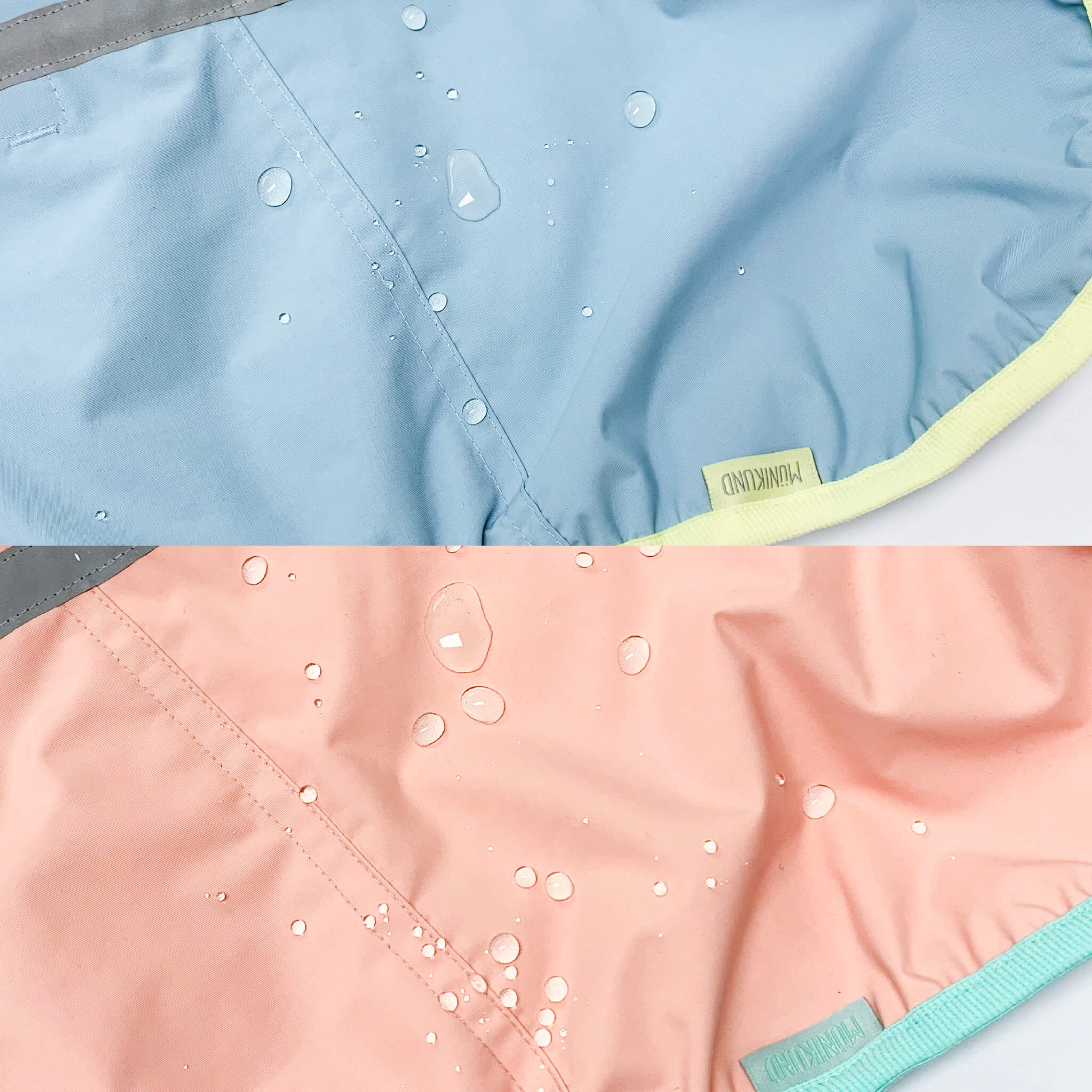 Made from breathable, comfortable waterproof material combined with a stretchy fabric panel for comfort.