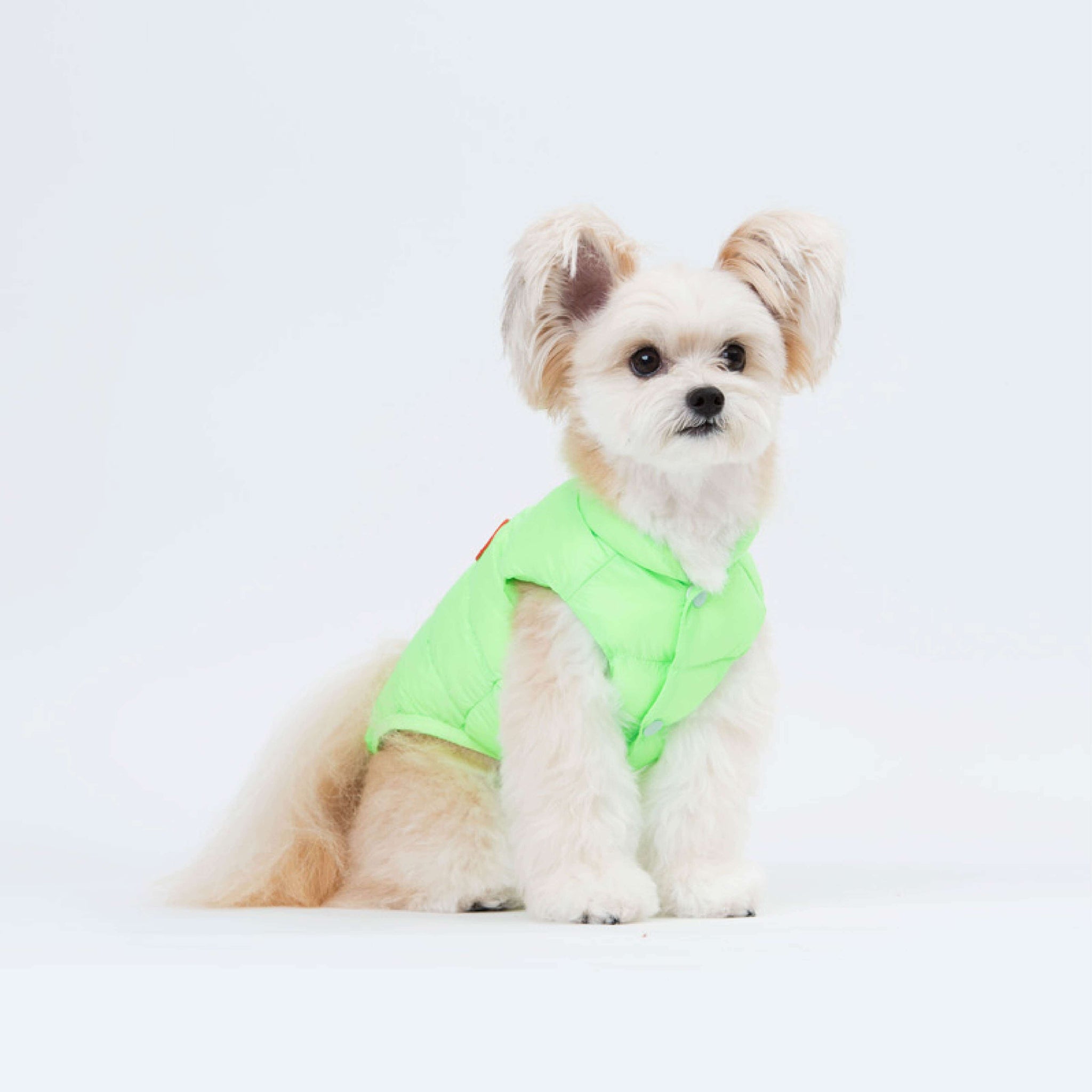 Lightweight, padded vest filled with warm eco-down material. Model is wearing a M & weighs 7 pounds (3.2 kg).