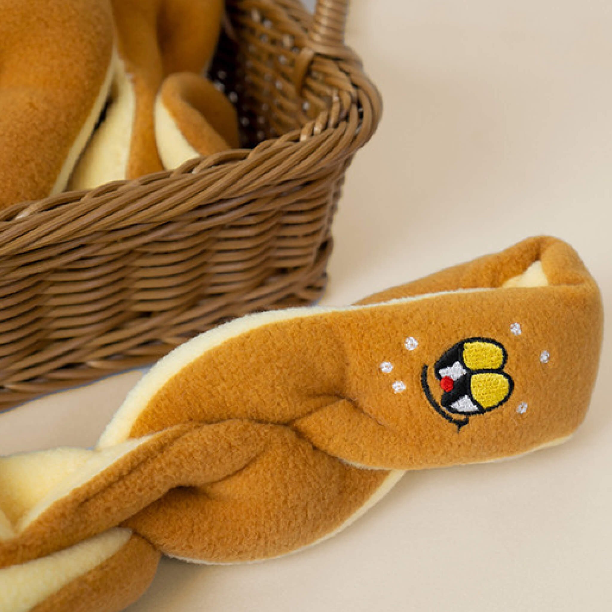 Twisted bread nosework toy.