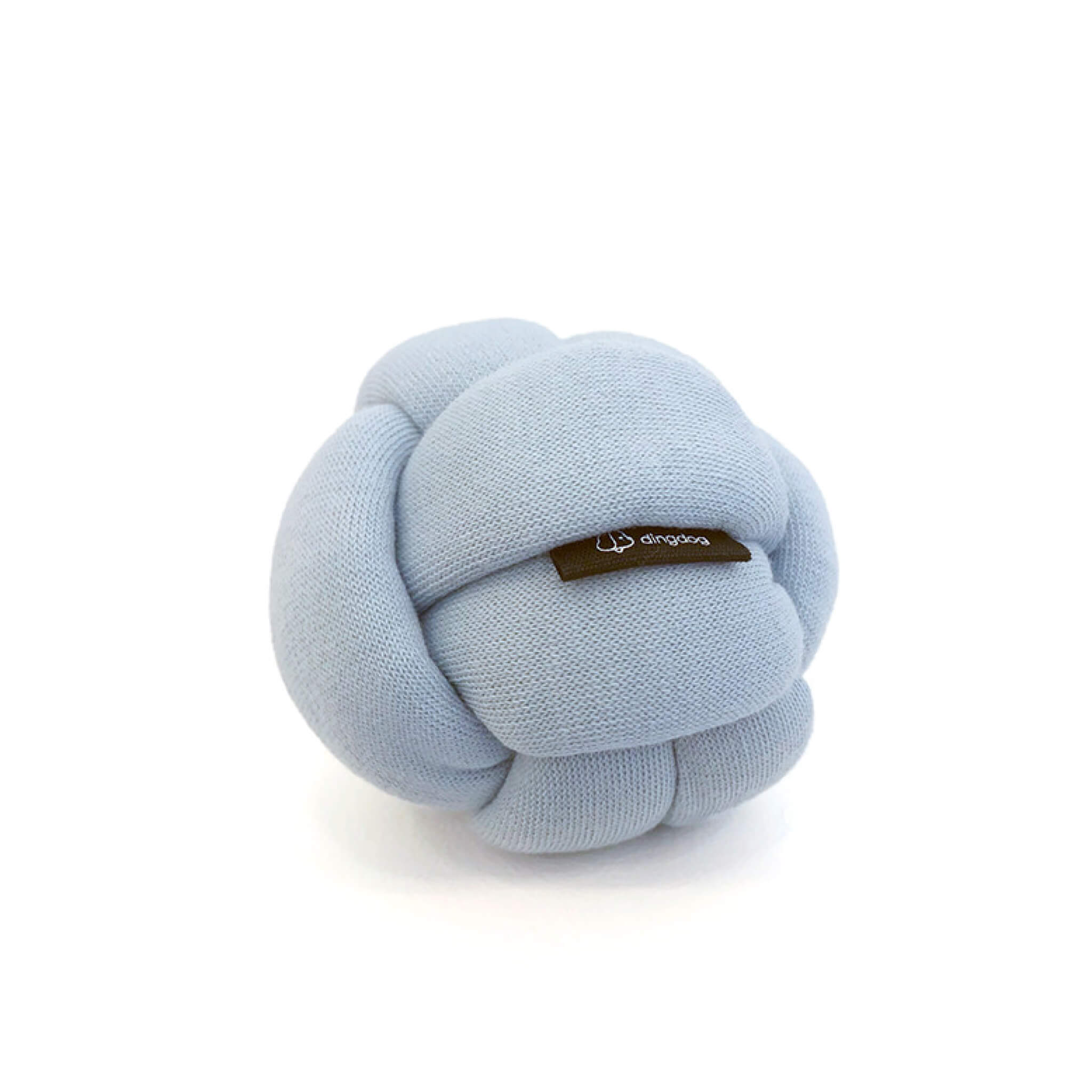 Blue knotted ball toy.