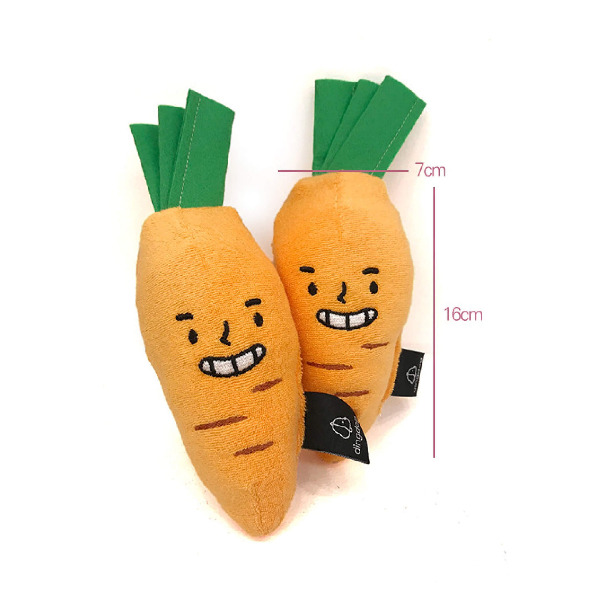 Dimensions for carrot nosework toy.