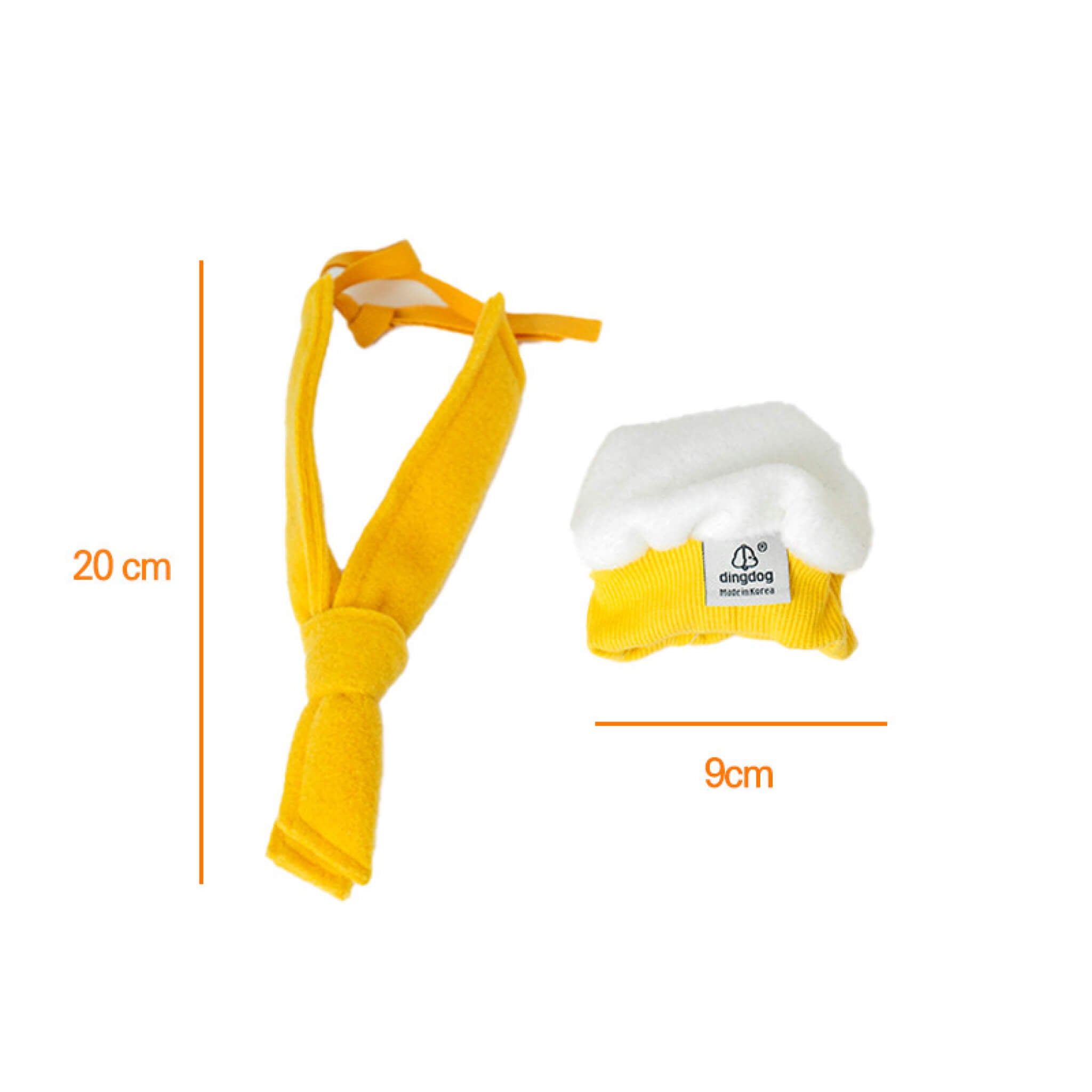 Dimensions of chef scarf and hat set.