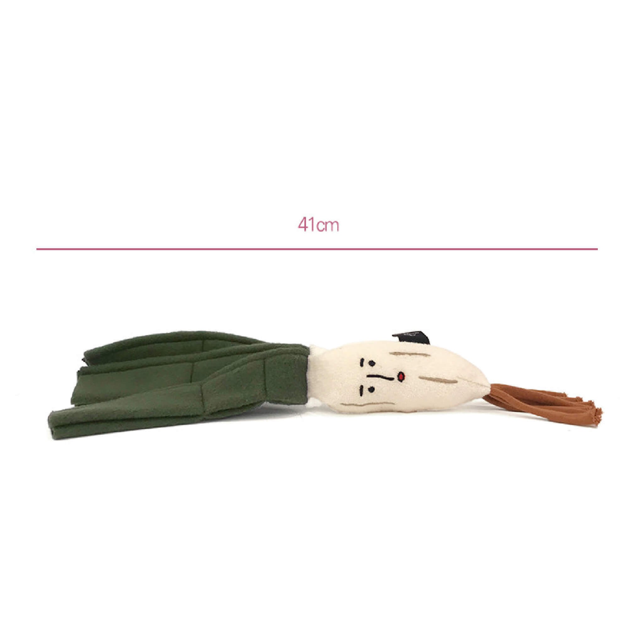 Dimensions for green onion nosework toy.