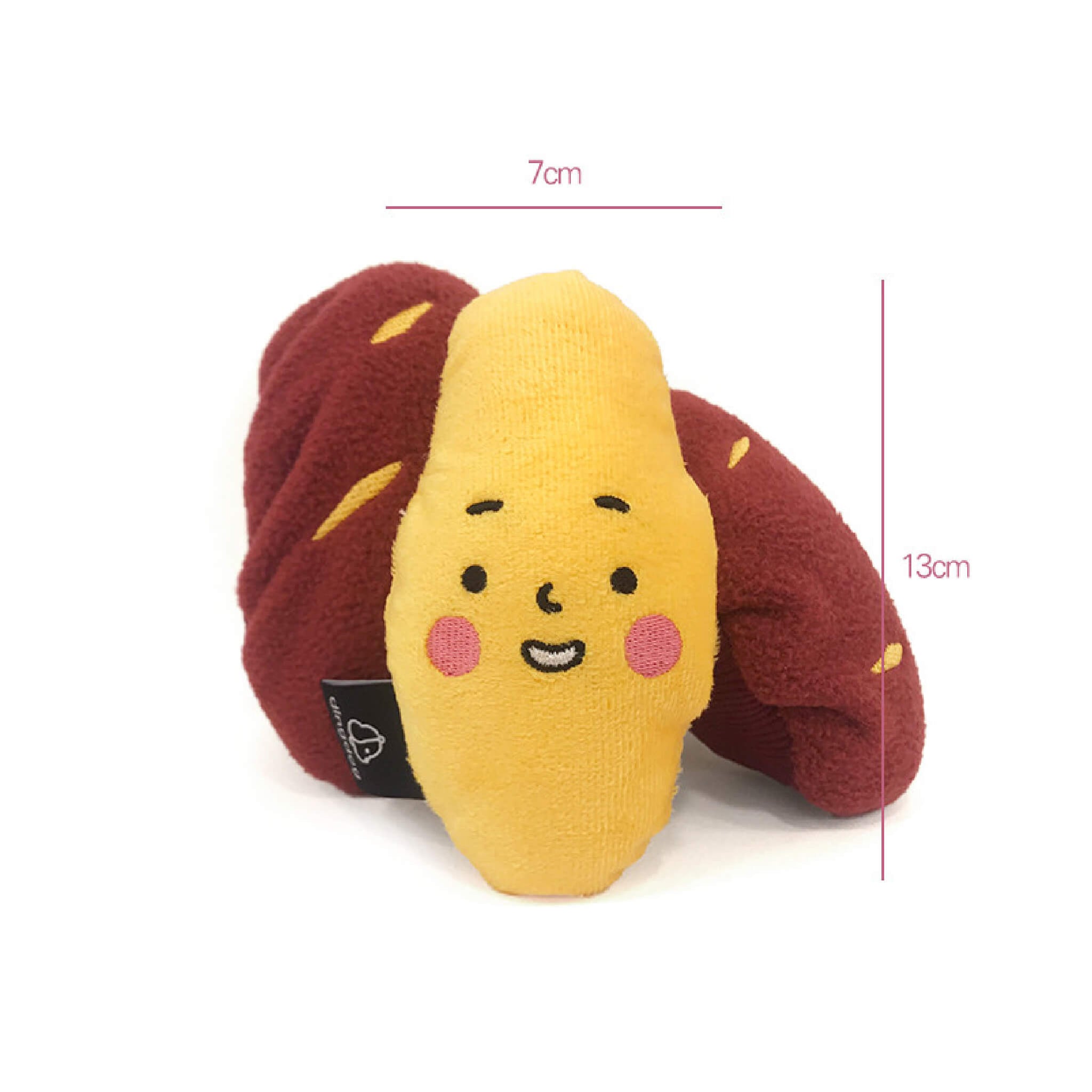 Dimensions for sweet potato nosework toy.