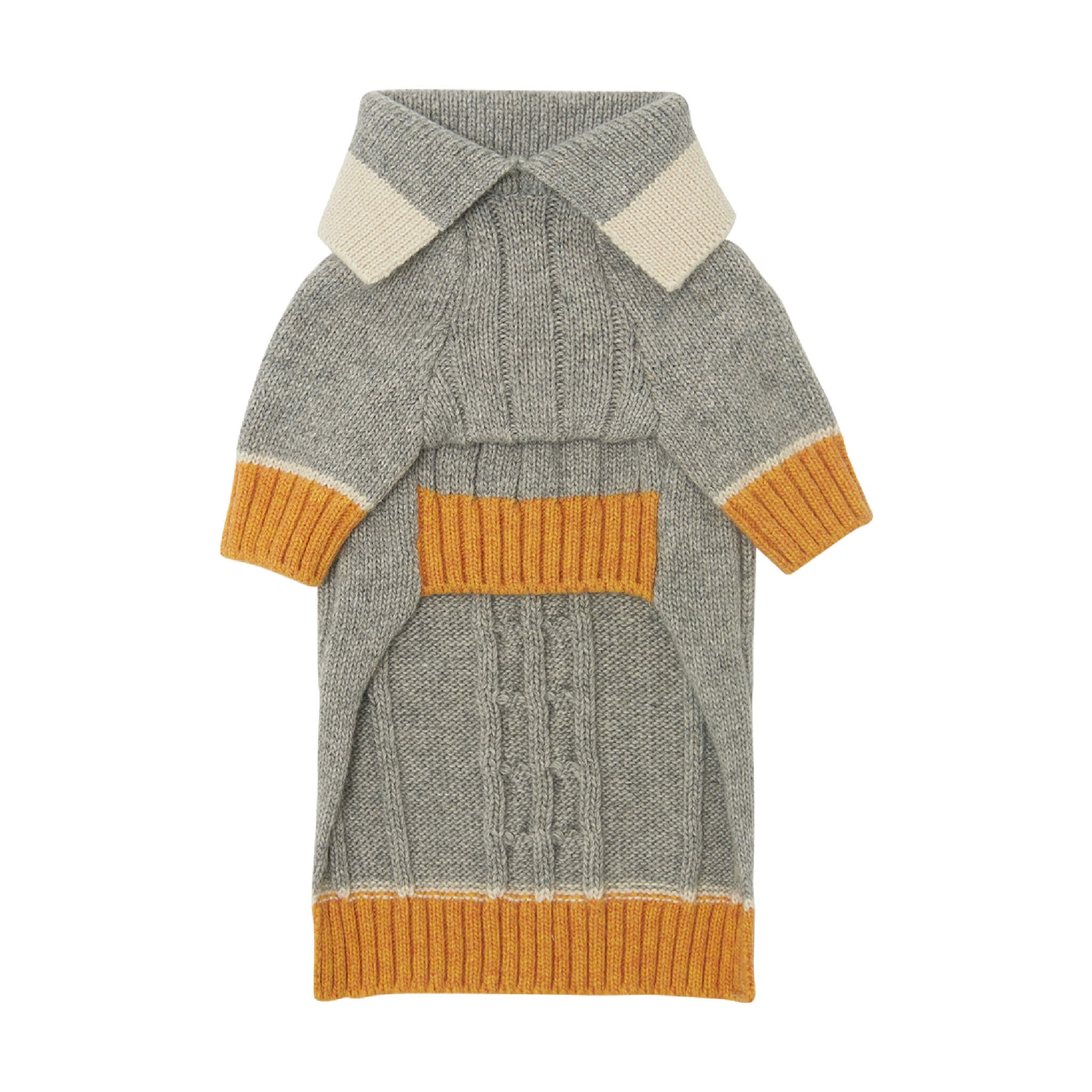 DOKT cashmere knit in grey and yellow.