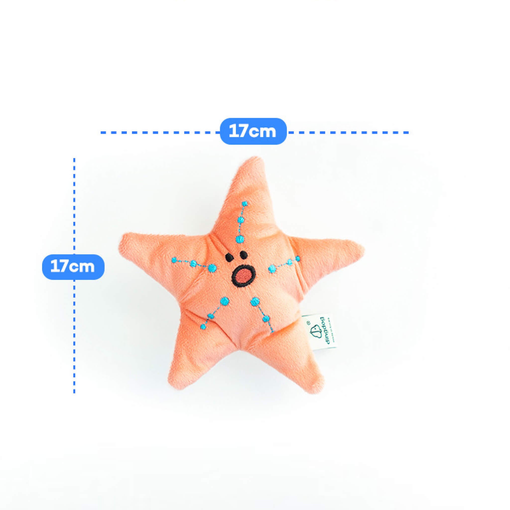 Dimensions of starfish nosework toy.